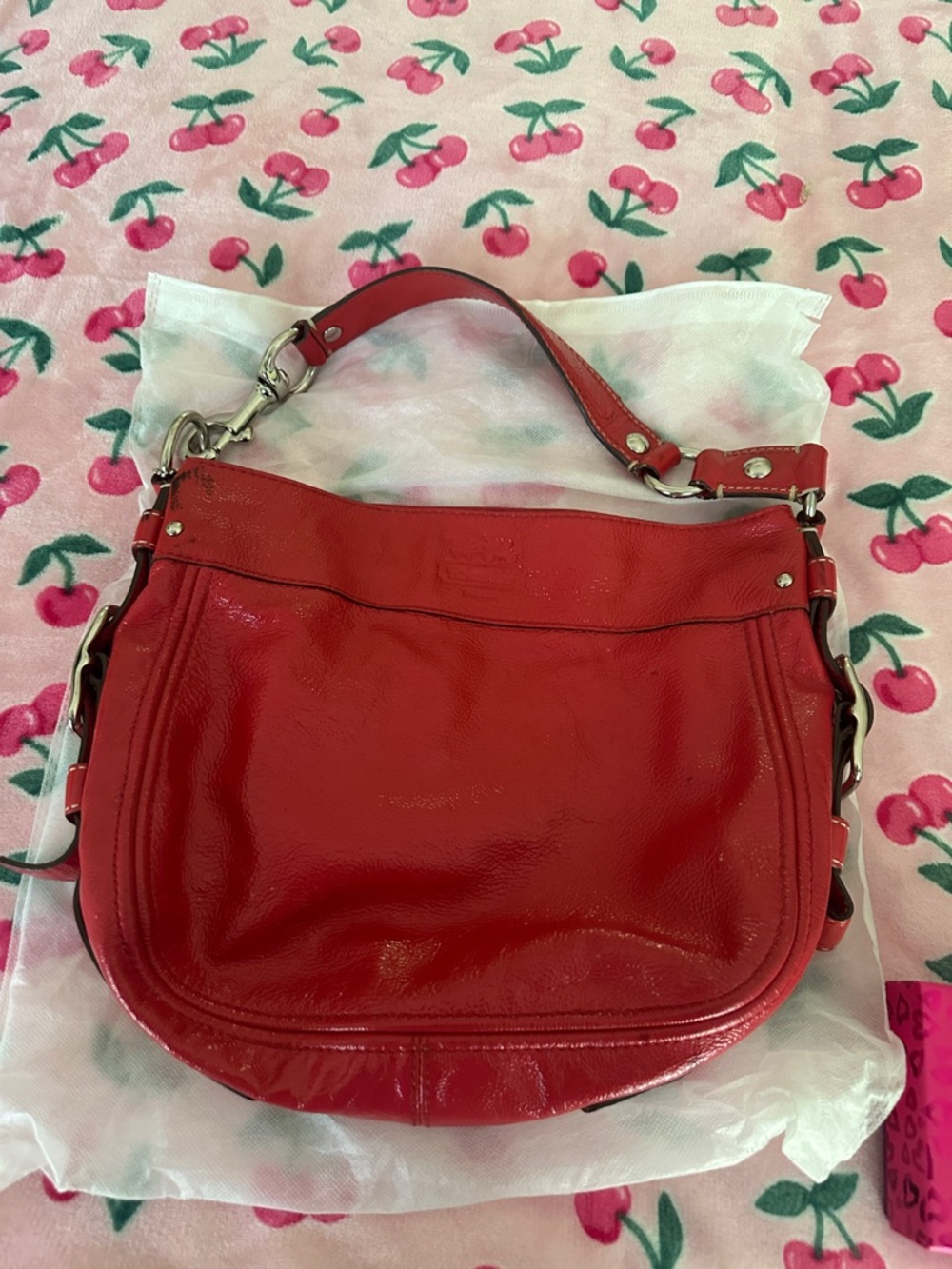 Coach Red Leather Shoulder Bag - Women